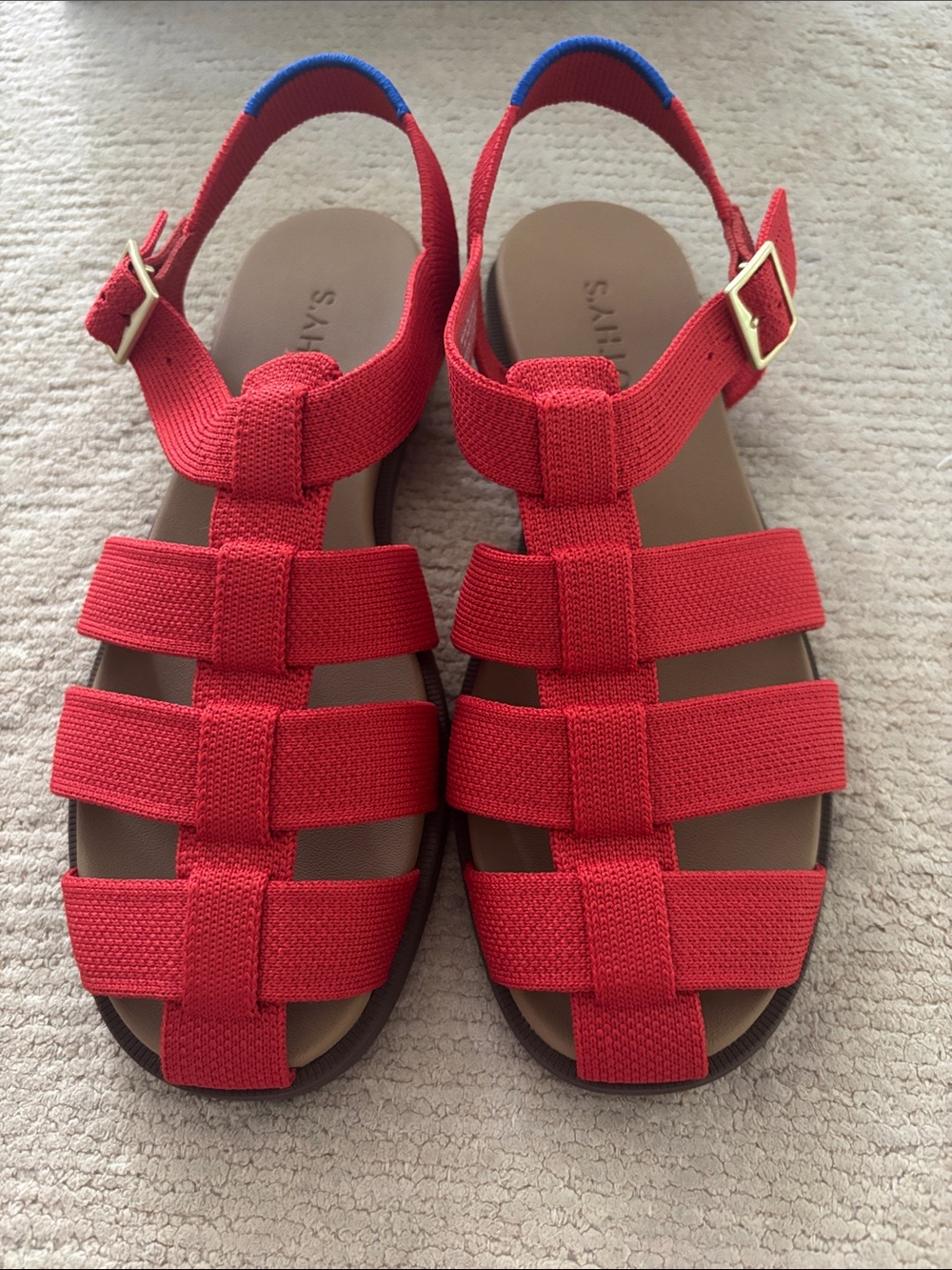 Rothy's Red Strappy Fisherman Sandals - Picture 2 of 5
